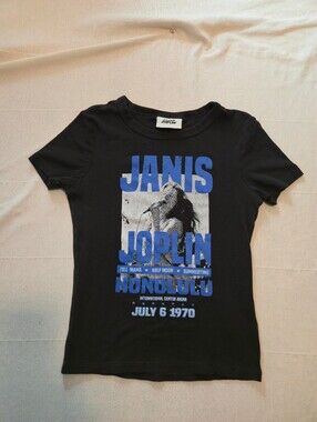 Janis Joplin Cotton On Honolulu July 6 1970 Black Fitted Longline T-Shirt XS